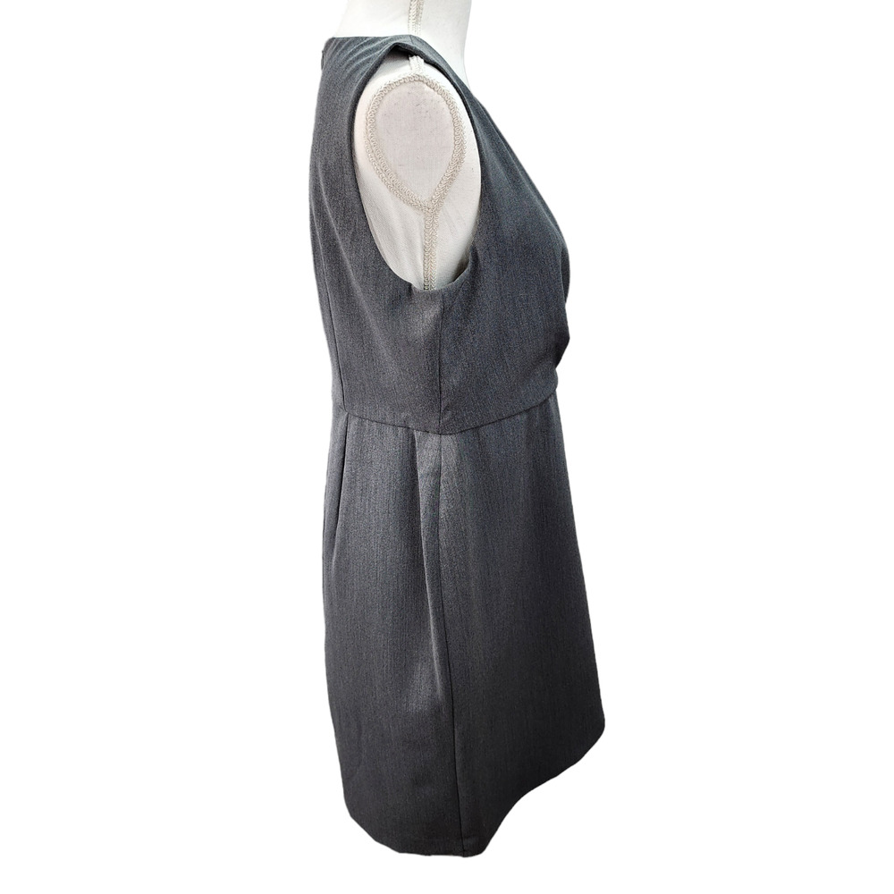 NWT Worthington Dress 10P Petite Gray Sleeveless Knee-Length Faux Wrap Career Ch - Picture 10 of 16